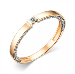 Женское кольцо ювелирное из красного золота с бриллиантом