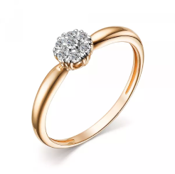 Женское кольцо ювелирное из красного золота с бриллиантом