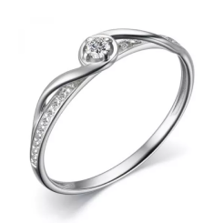 Женское кольцо ювелирное из белого золота с бриллиантом