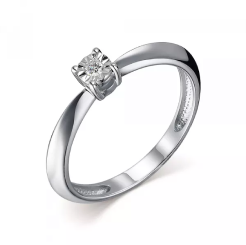 Женское кольцо ювелирное из белого золота с бриллиантом