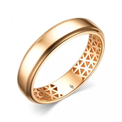 Женское кольцо обручальное из красного золота с бриллиантом